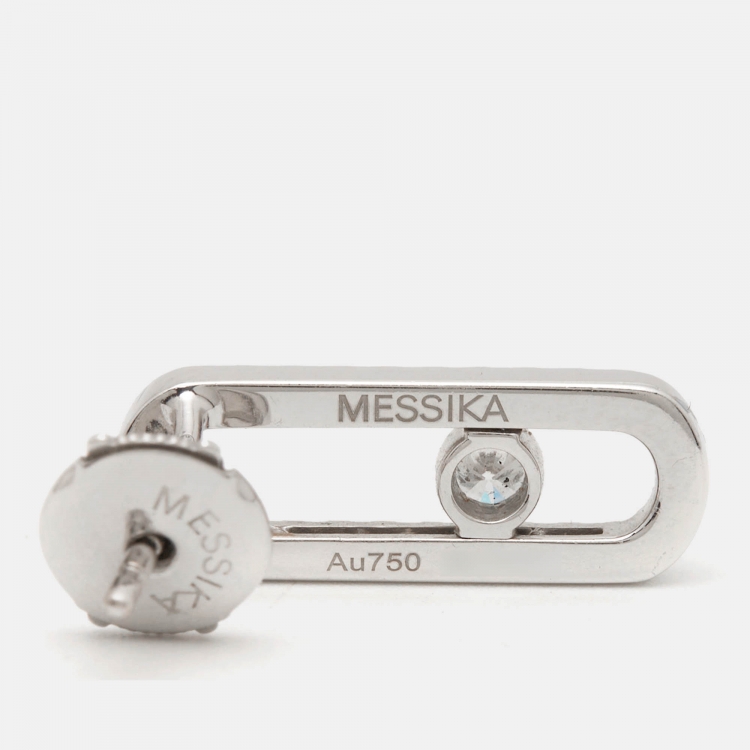 Pre Owned Messika Move Uno Pave Diamond 18K White Gold Earrings