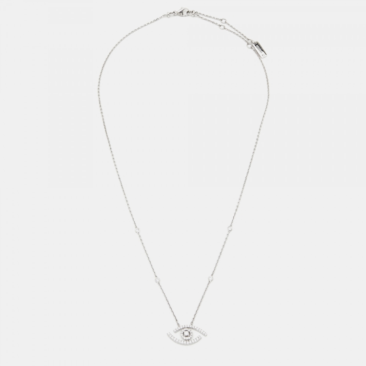 Pre Owned Messika Lucky Eye Pave Diamond 18k White Gold Necklace