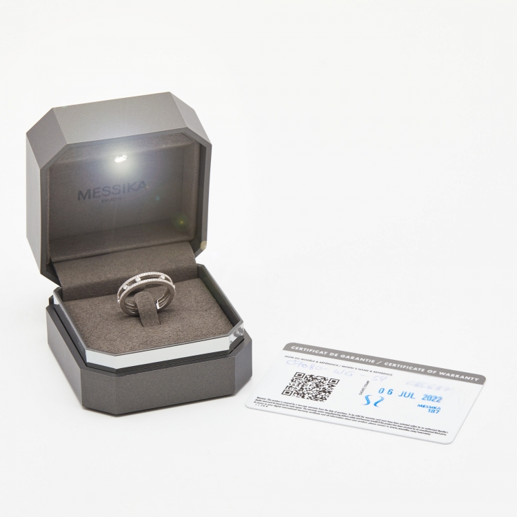 Pre Owned Messika Move Romane Diamond 18k White Gold Wedding Ring Size 59