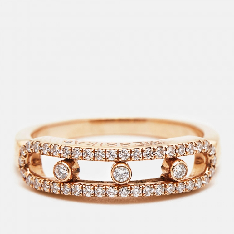 Pre Owned Messika Baby Move Pavé Diamond 18k Rose Gold Ring Size 52