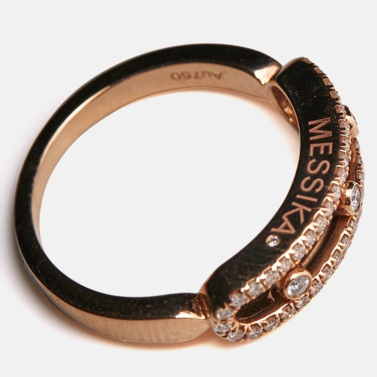 Pre Owned Messika Baby Move Pavé Diamond 18k Rose Gold Ring Size 52