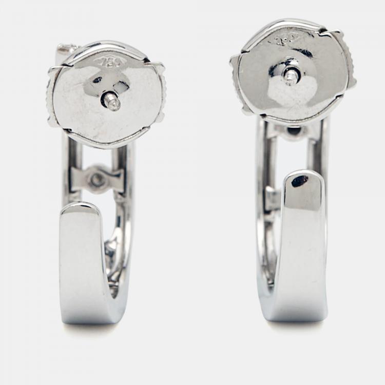 Pre Owned Messika Move Pave Hoop Diamond 18k White Gold Earrings