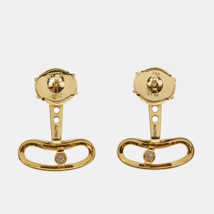 Pre Owned Messika Move Uno Diamond 18k Yellow Gold Earrings