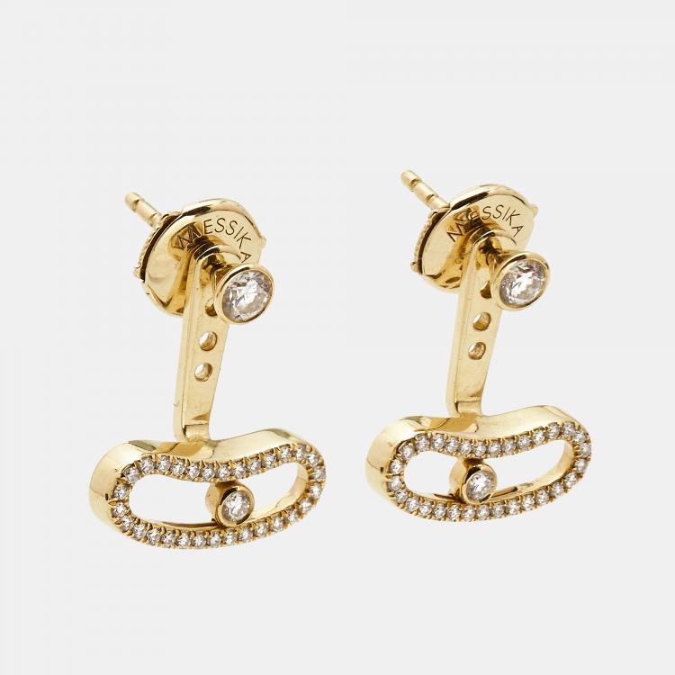 Pre Owned Messika Move Uno Diamond 18k Yellow Gold Earrings
