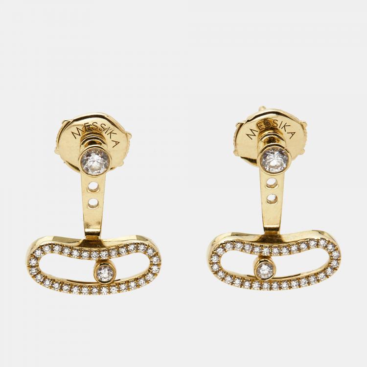 Pre Owned Messika Move Uno Diamond 18k Yellow Gold Earrings