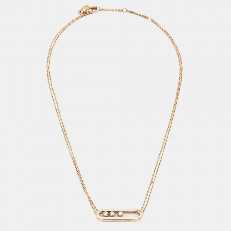 Pre Owned Messika Move Diamond 18k Rose Gold Necklace