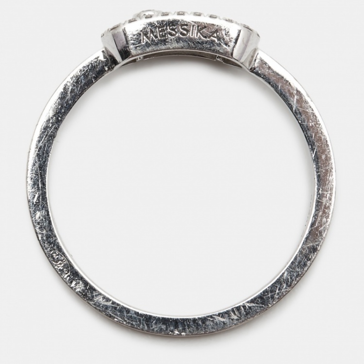 Pre Owned Messika Move Uno Diamonds 18k White Gold Ring Size 53
