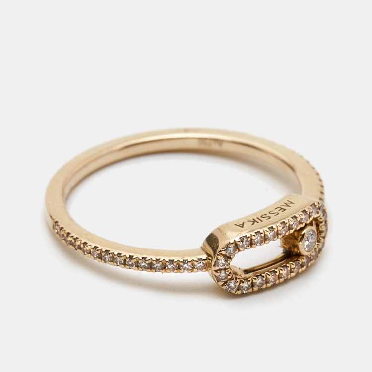 Pre Owned Messika Move Uno Diamond 18k Rose Gold Ring Size 51