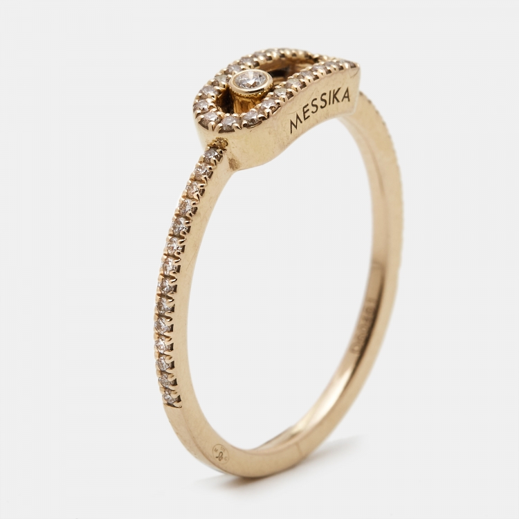 Pre Owned Messika Move Uno Diamond 18k Rose Gold Ring Size 51