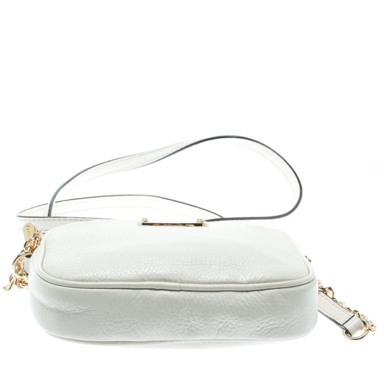 Pre Owned Michael Michael Kors White Leather Crossbody Bag