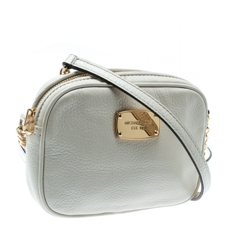 Pre Owned Michael Michael Kors White Leather Crossbody Bag