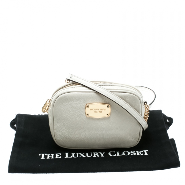 Pre Owned Michael Michael Kors White Leather Crossbody Bag