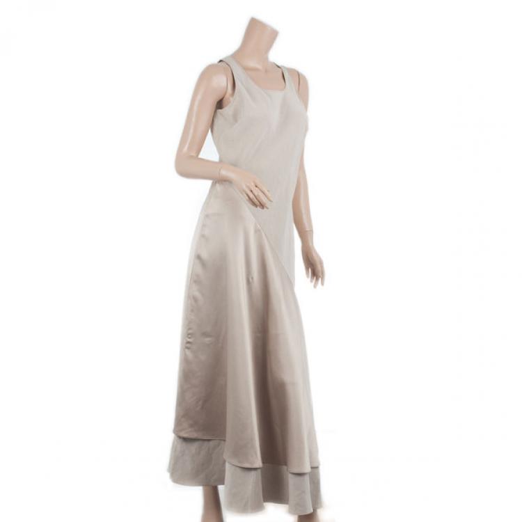 Pre Owned Michael Kors Resort 2010 Linen Silk Maxi Dress M