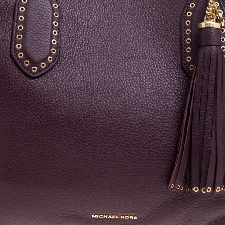 Pre Owned Michael Kors Purple Leather Brooklyn Tote