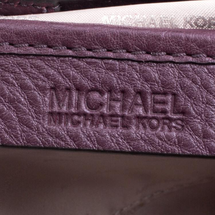 Pre Owned Michael Kors Purple Leather Brooklyn Tote