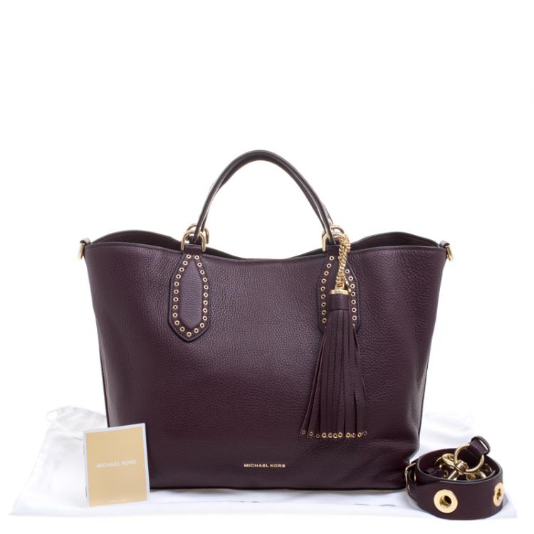Pre Owned Michael Kors Purple Leather Brooklyn Tote