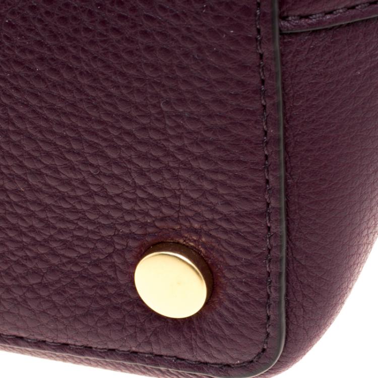 Pre Owned Michael Kors Purple Leather Brooklyn Tote