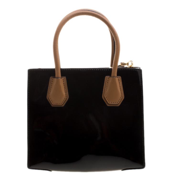 Pre Owned Michael Kors Black Patent Leather Mercer Tote