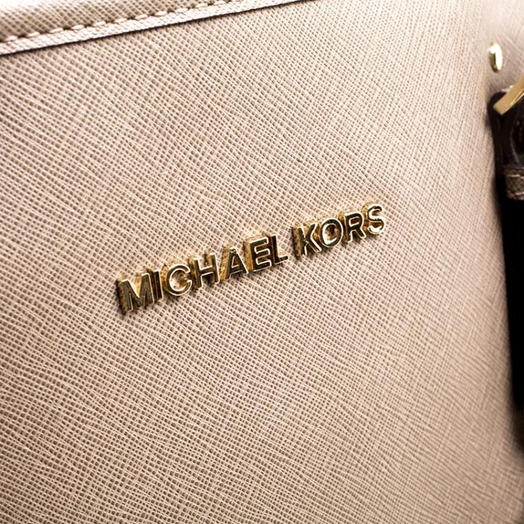 Pre Owned Michael Kors Khaki Leather Jet Set Tote