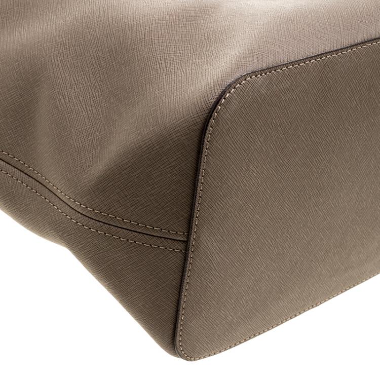 Pre Owned Michael Kors Khaki Leather Jet Set Tote