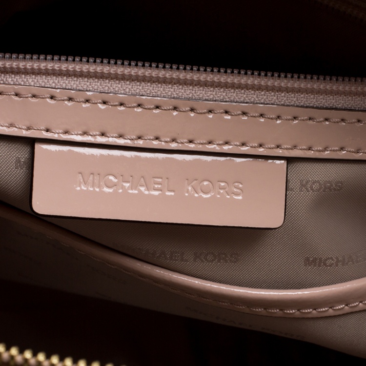 Pre Owned Michael Kors Dusty Pink Patent leather Large Mercer Dome Satchel