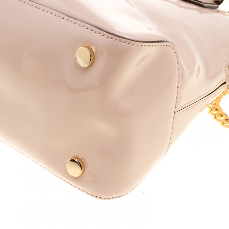 Pre Owned Michael Kors Dusty Pink Patent leather Large Mercer Dome Satchel