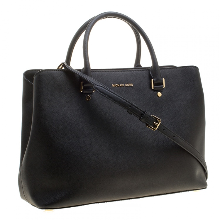 Pre Owned Michael Kors Black Leather XL Savannah Satchel