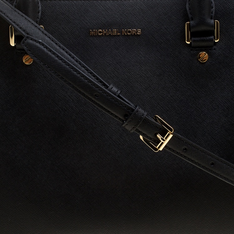 Pre Owned Michael Kors Black Leather XL Savannah Satchel