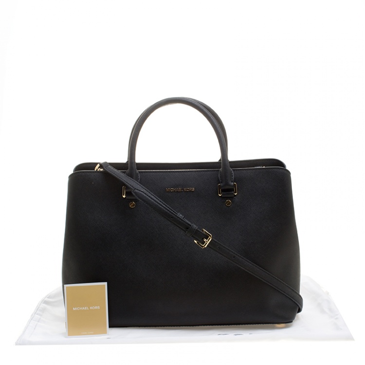 Pre Owned Michael Kors Black Leather XL Savannah Satchel