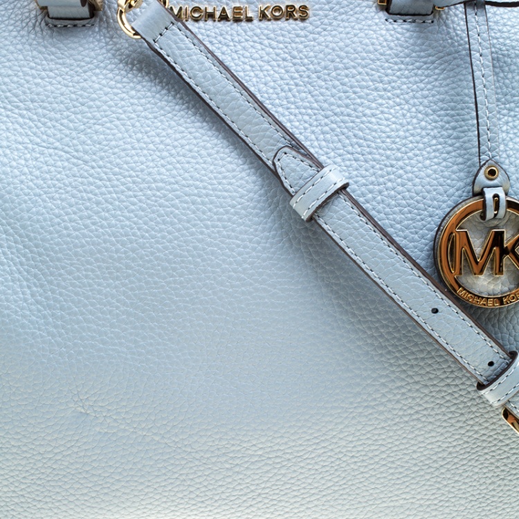 Pre Owned Michael Kors Dusty Blue Leather Large Riley Satchel