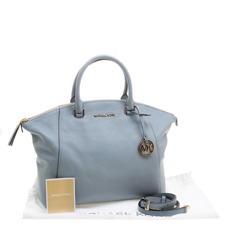 Pre Owned Michael Kors Dusty Blue Leather Large Riley Satchel