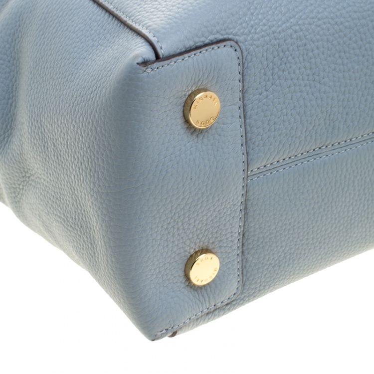 Pre Owned Michael Kors Dusty Blue Leather Large Riley Satchel