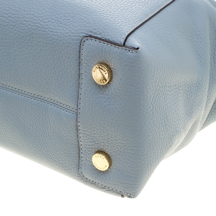 Pre Owned Michael Kors Dusty Blue Leather Large Riley Satchel