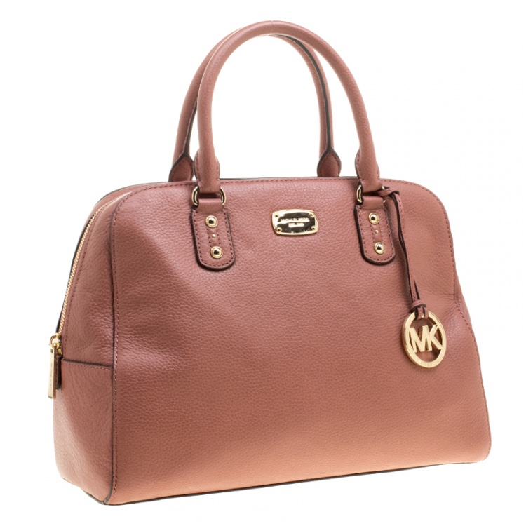 Pre Owned Michael Kors Antique Rose Leather Large Sandrine Satchel