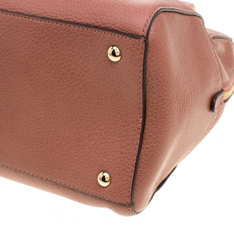 Pre Owned Michael Kors Antique Rose Leather Large Sandrine Satchel