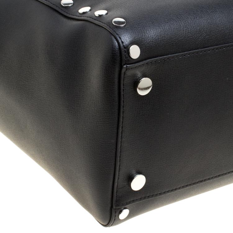 Pre Owned Michael Kors Black Leather Large Rivington Studded Tote