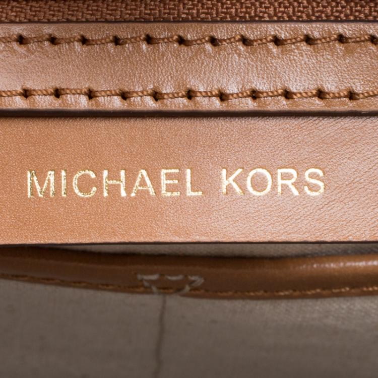 Pre Owned Michael Kors Navy Blue/Tan Denim and Leather large Sullivan North South Messenger Bag