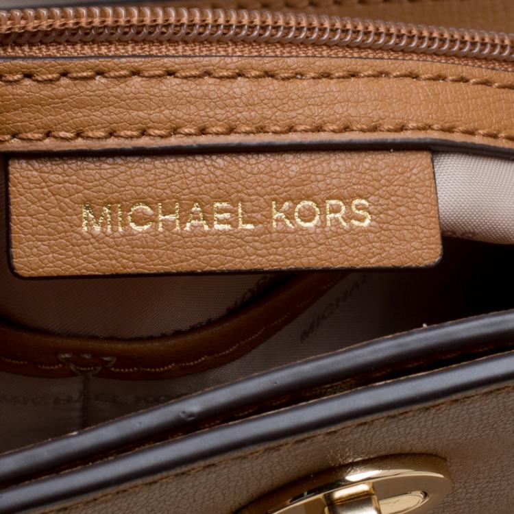 Pre Owned Michael Kors Tan Leather Rivington Studded Tote