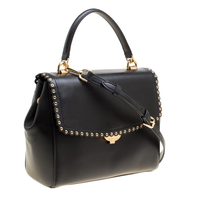 Pre Owned Michael Kors Black Leather Medium Ava Top Handle Satchel