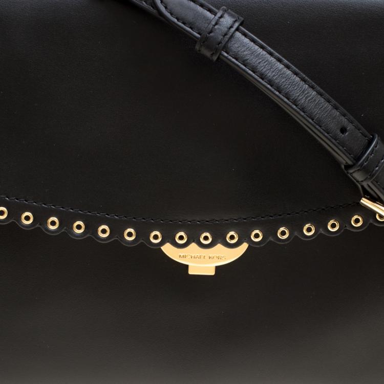 Pre Owned Michael Kors Black Leather Medium Ava Top Handle Satchel