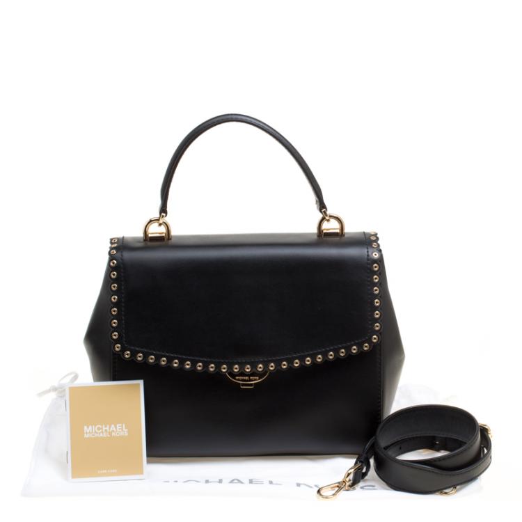 Pre Owned Michael Kors Black Leather Medium Ava Top Handle Satchel