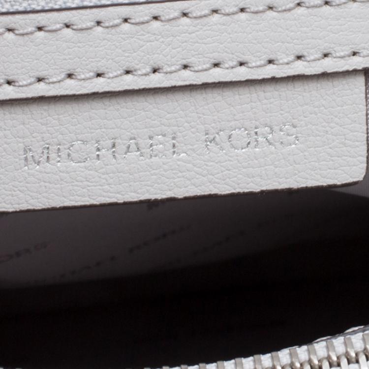 Pre Owned Michael Kors Light Grey Leather Large Sylvie Studded Satchel