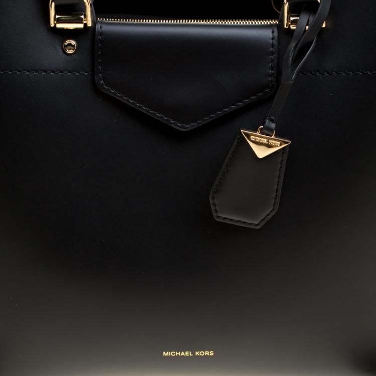 Pre Owned Michael Kors Black Leather Medium Blakely Tote