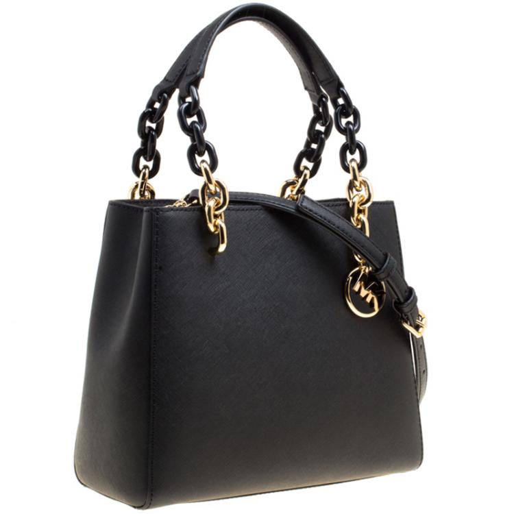 Pre Owned Michael Kors Black Leather Cynthia Satchel