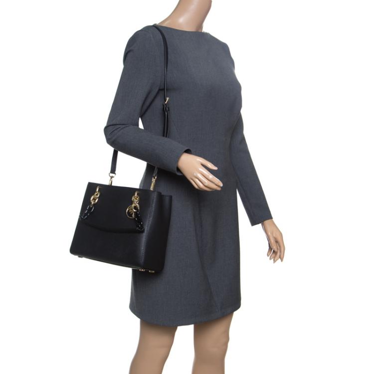 Pre Owned Michael Kors Black Leather Medium Cynthia Satchel