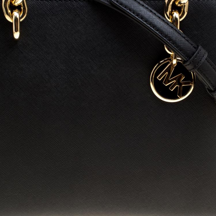 Pre Owned Michael Kors Black Leather Medium Cynthia Satchel