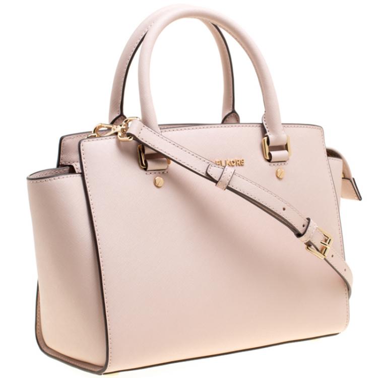 Pre Owned Michael Kors Blush Pink Leather Medium Selma Top Handle Satchel