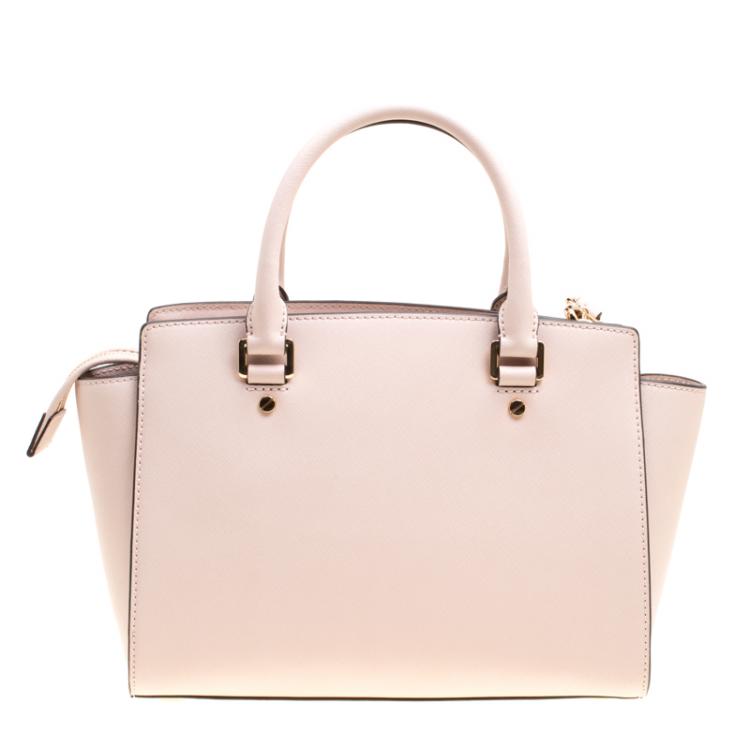 Pre Owned Michael Kors Blush Pink Leather Medium Selma Top Handle Satchel