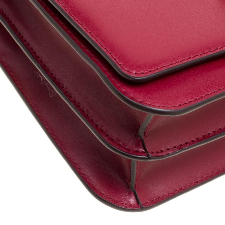 Pre Owned Michael Kors Maroon Leather Mott Chain Swag Shoulder Bag