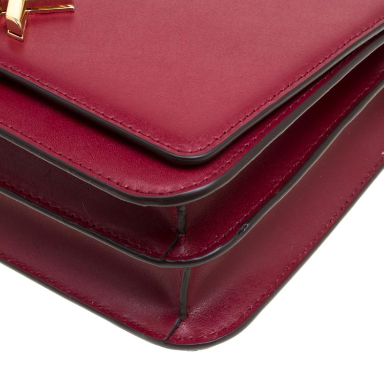 Pre Owned Michael Kors Maroon Leather Mott Chain Swag Shoulder Bag